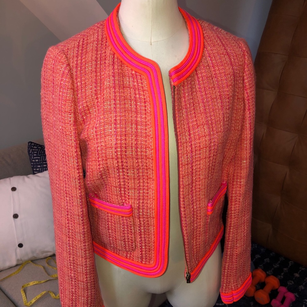 Super rare Jcrew collection tweed neon jacket
